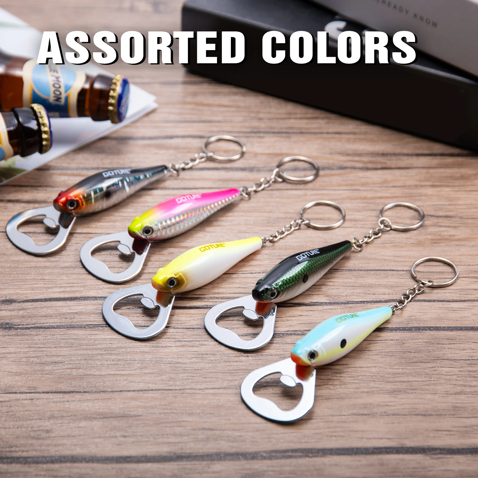 Fishing Lure Kit - Goture 1 個釣りルアーボトルオープナー炭素鋼魚パターン釣りアクセサリービールダイニングバーガジェットキッチンツール