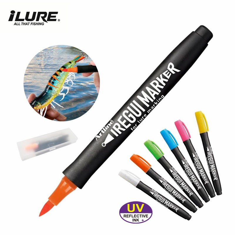 Fishing Lure Soft Plastic - 新しい釣り道具 UV蛍光塗料ペン ソフトハードルアー用 イカ餌マーキング 釣り針 スパンコール