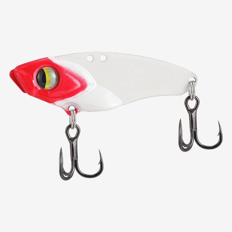 Fishing Lure Blade Bait - メタルVIBフィッシングルアー ハードバイブレーションブレードベイト 3Dリアルな魚目 ダブルトレブルフック シンキング人工ジグルアー