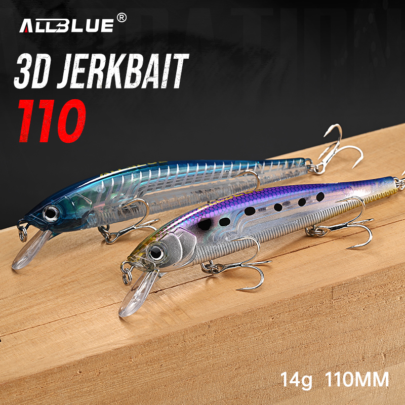 Fishing Lure Jerkbait - オールブルー 3D ジャークベイト ウォブラー フィッシング ルアー