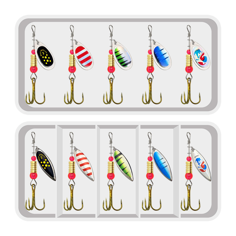 Fishing Lure Spinnerbait - スピナーフィッシングルアーキット,スピナースピナースプーン,コンパウンドベイト,トレブルフック,10個,3.5g