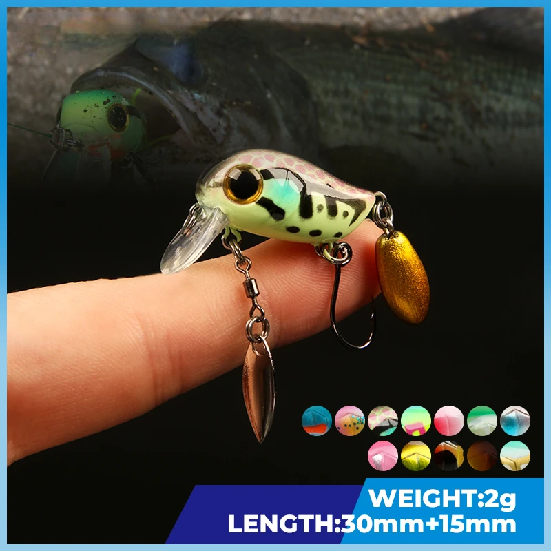 Fishing Lure Crankbait - フローティングマイクロクランクベイト 30mm2g 人工表面ウェイクベイトクランクワブラー浅いトップウォーター釣りルアートラウトバス用