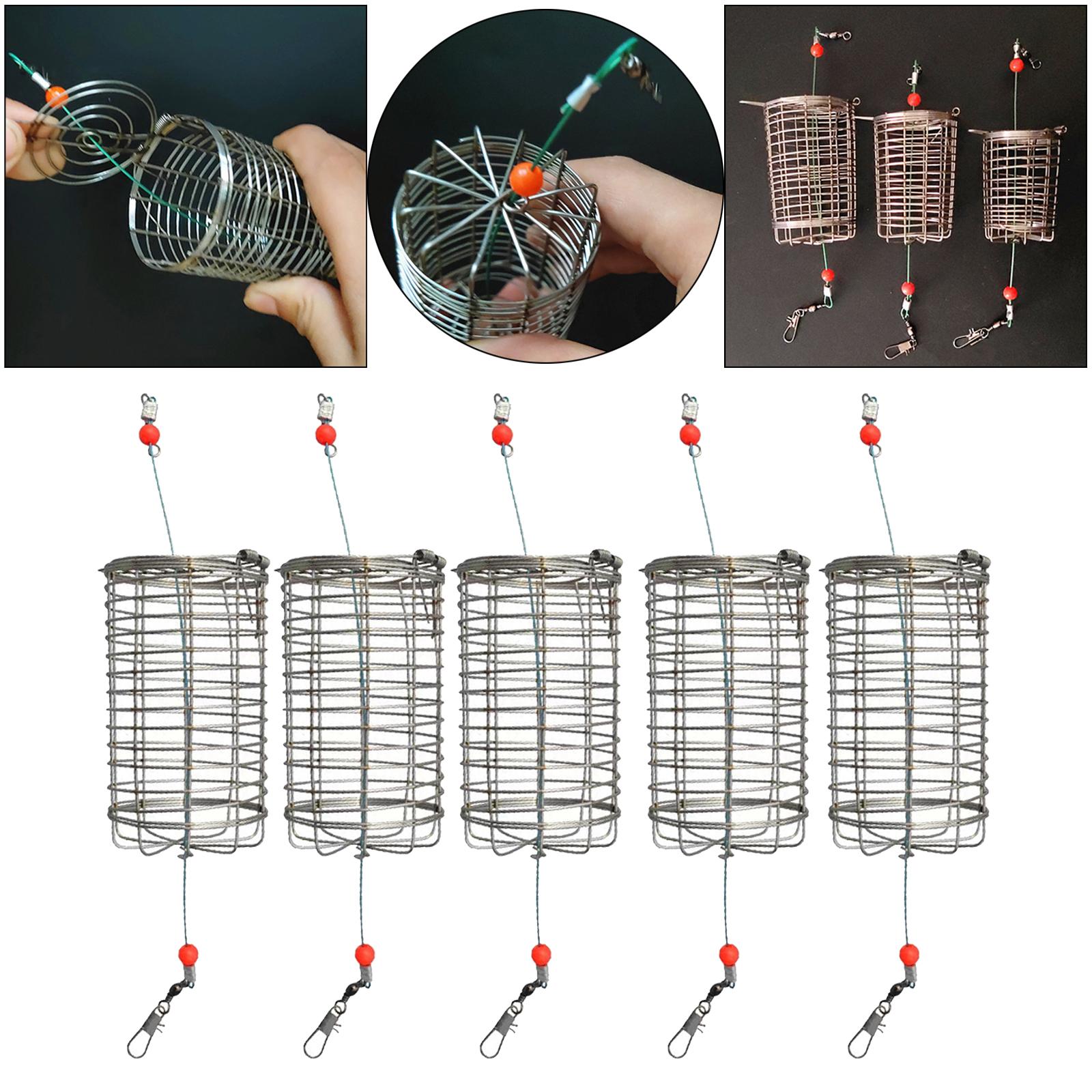 Fishing Lure Topwater - 5x ソリッドフィッシングフィーダーケージトラップバスケットコンテナ鯉ルアー誘引メッシュケージ釣具スナップアクセサリー