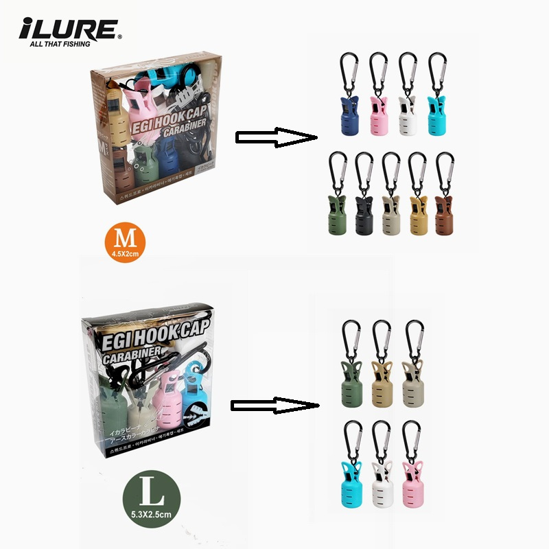 Fishing Lure Kit - L+Mサイズ イカ釣り用ジグプロテクターセット タコ釣り用フックカバー カットルフィッシュアンブレラ ルアーキャップ ウッドシュリンプベイト