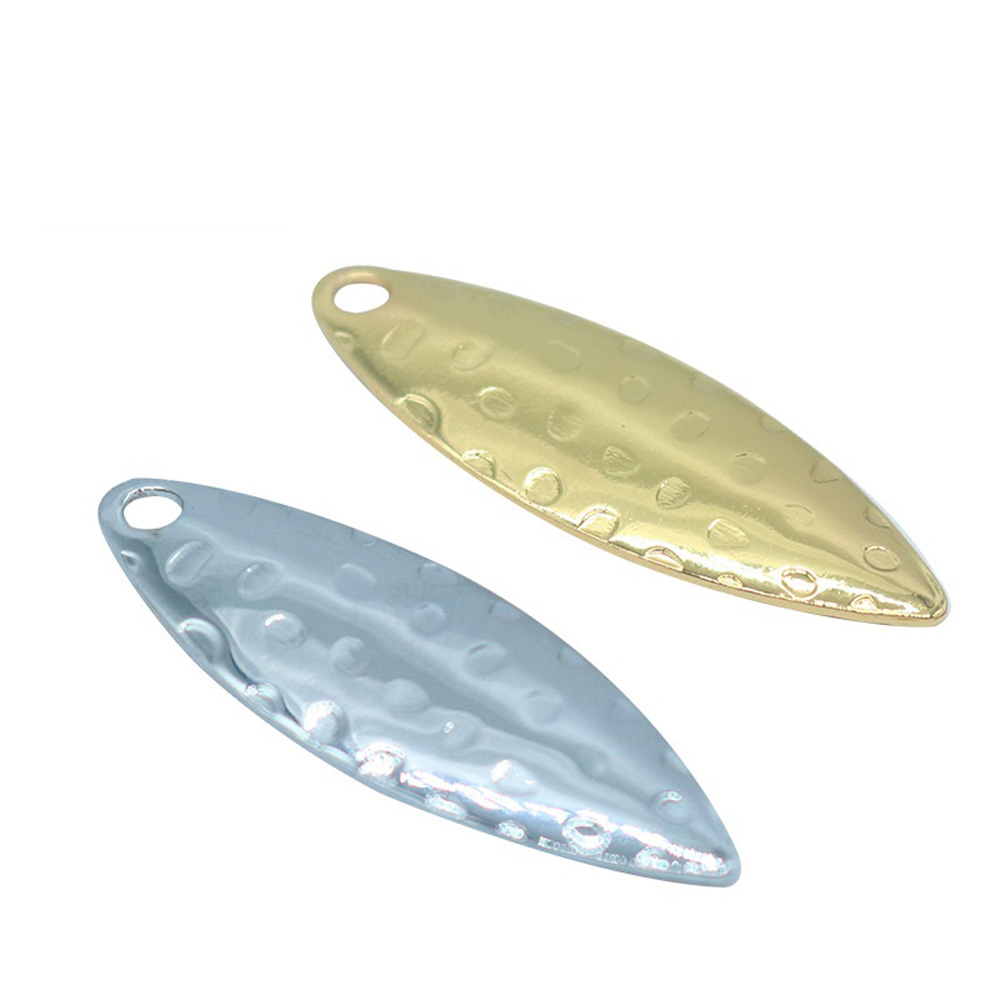 Fishing Lure Spoon - 10 ピース/ロット柳の葉スパンコールピット表面 DIY ノイズピースシルバーゴールドシルバー金属銅スプーンスピナーフライフィッシングルアースイベル