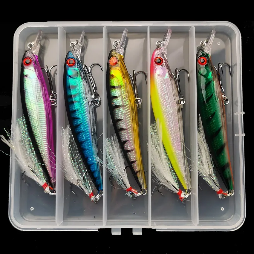 レーザー3Dアイズバイオニックミノー釣りルアー5個/箱 -  - Fishing Lure Box のレビューと価格