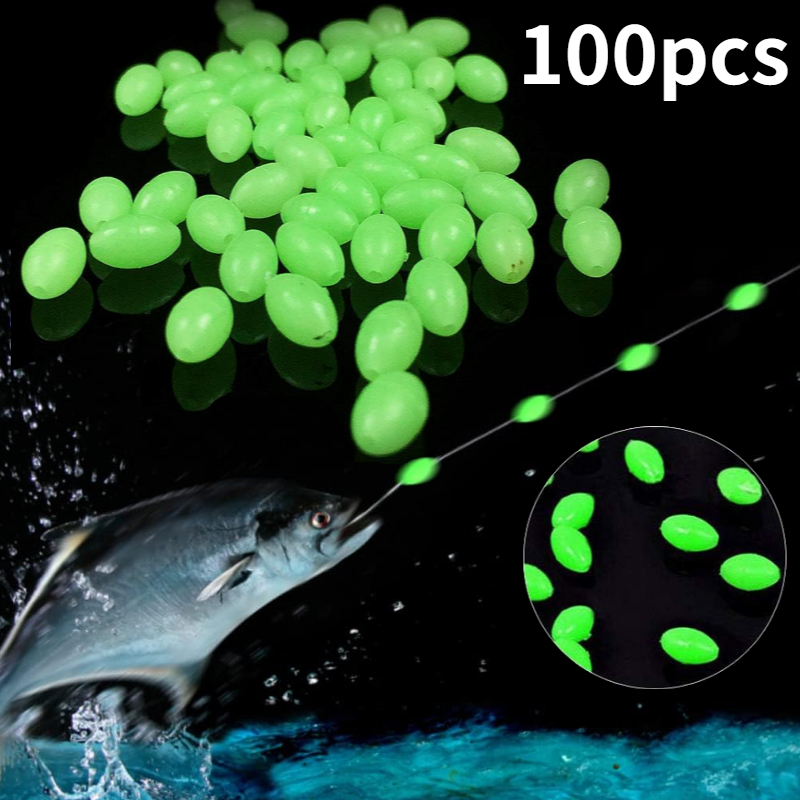 100 ピース/ロットオーバルナイト発光釣りビーズ光る海釣り - Fishing Lure Topwater のレビューと価格