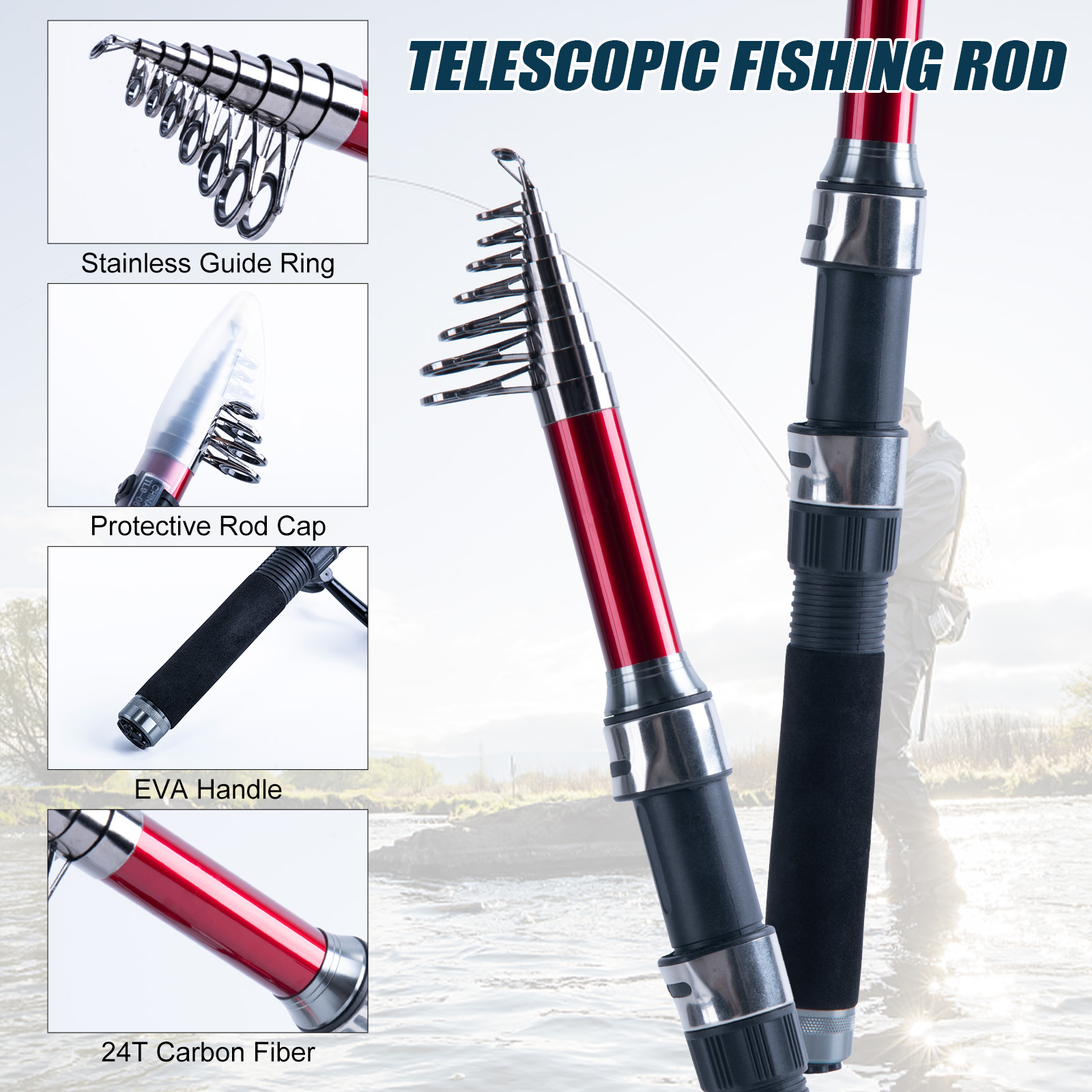 Goture 伸縮式釣り竿とリールコンボ、スピニングリール、 - Fishing Lure Spinner のレビューと価格