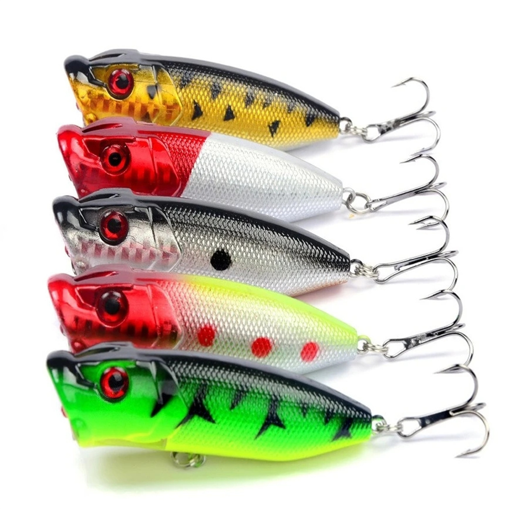 5 個ポッパー釣りルアー 3D アイズベイトトップウォーター - Fishing Lure Popper のレビューと価格