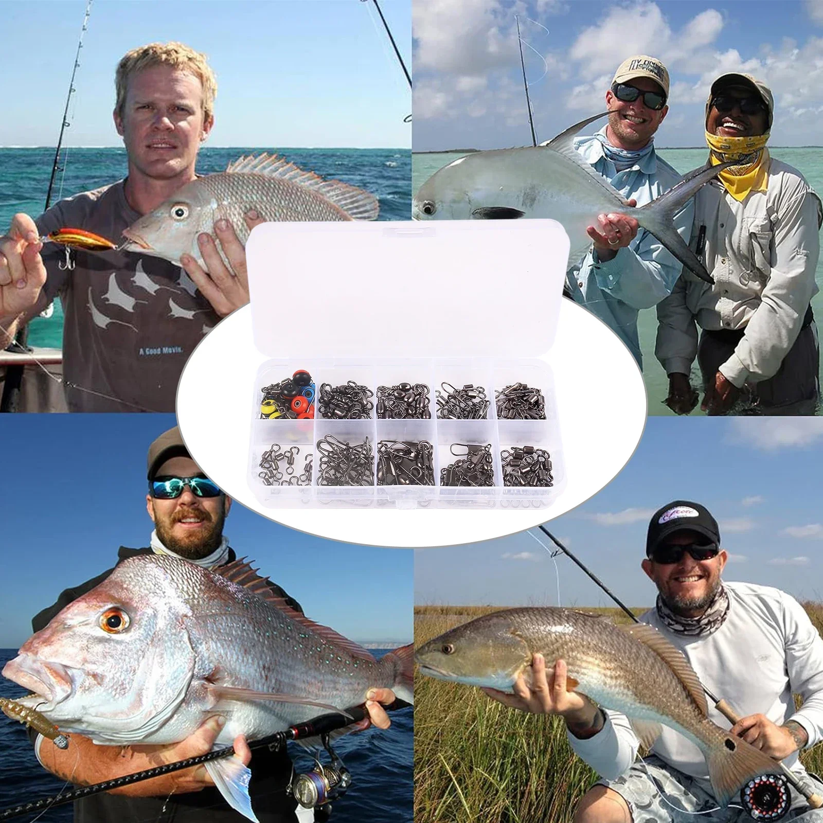 115個の釣り用スイベルコネクターキット（ボックス付き）-  - Fishing Lure Box のレビューと価格