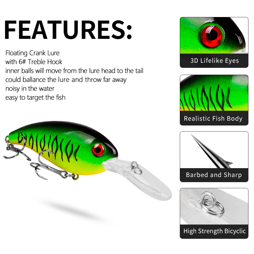 クランクフィッシング用の大きなハードベイト,クランクで魚を捕 - Fishing Lure Jerkbait のレビューと価格