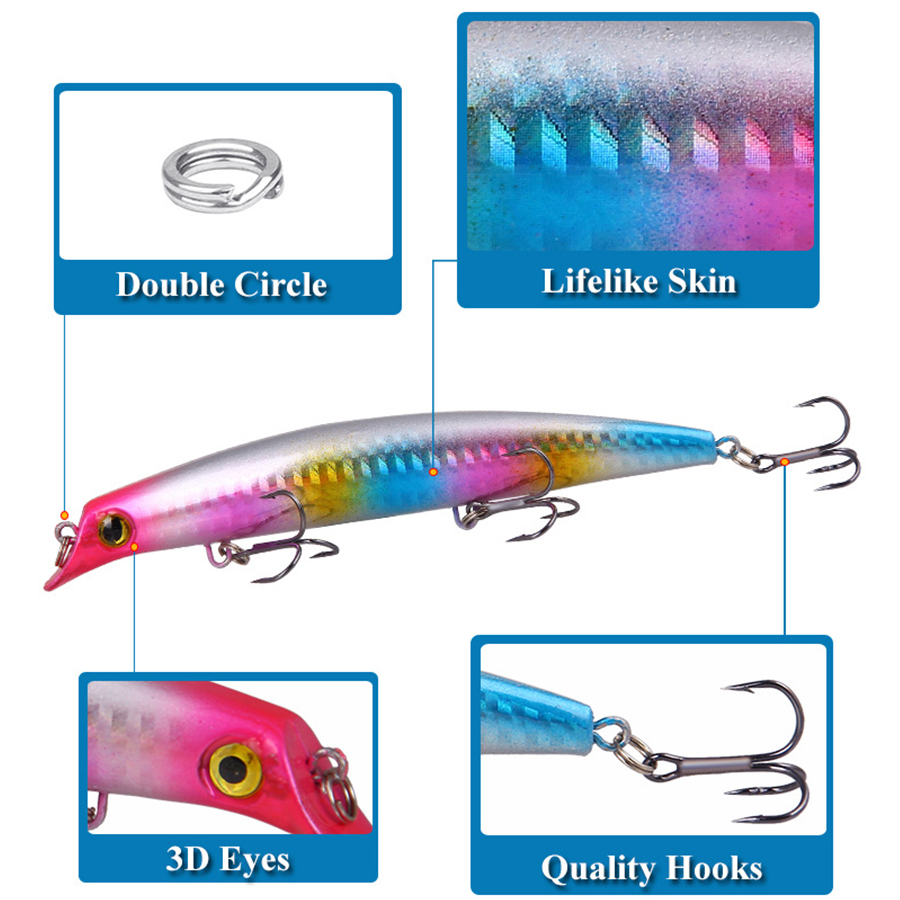6 個クランクベイト釣りルアー海トップウォーターポッパー表面 - Fishing Lure Topwater のレビューと価格
