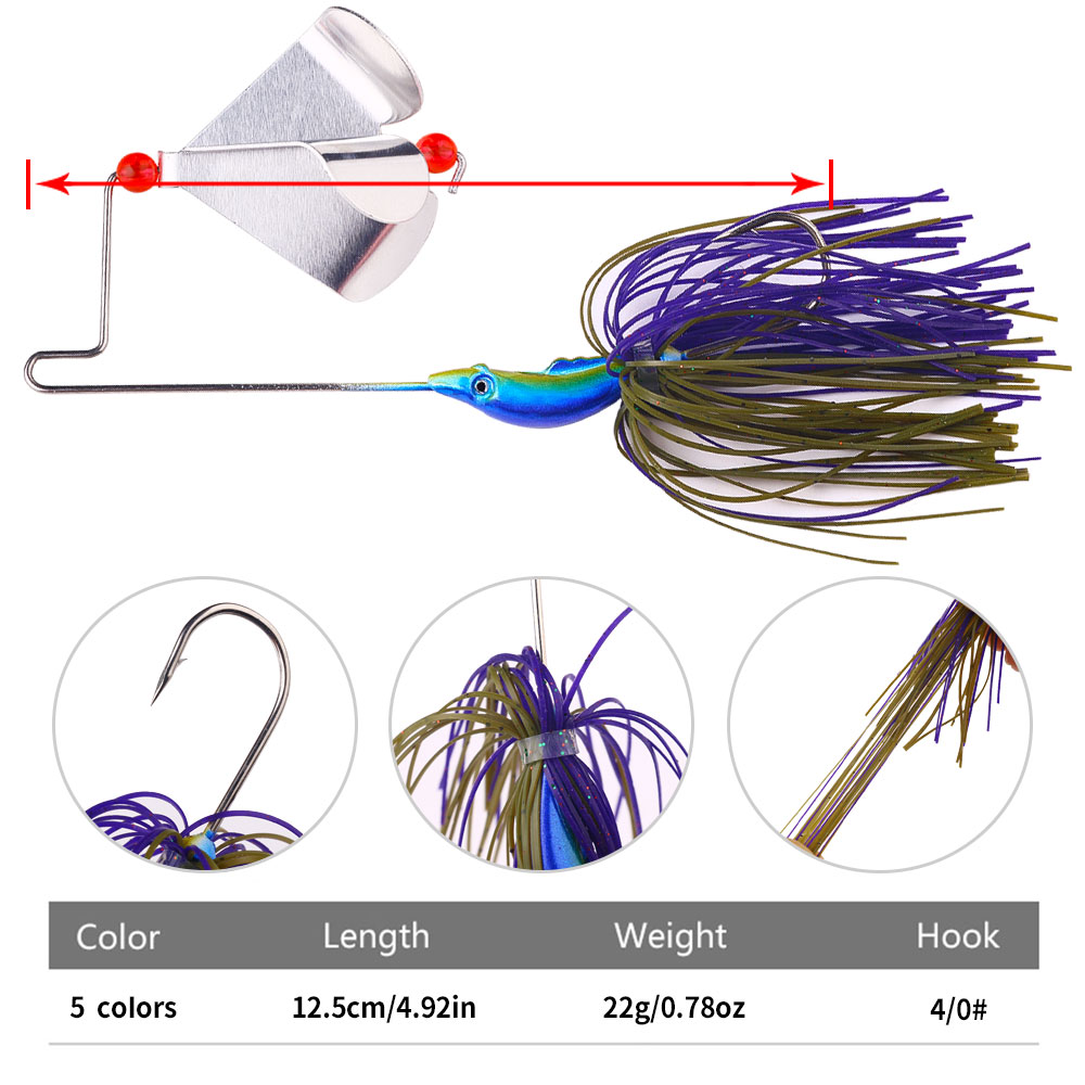 22g バズベイト釣り用ルアー、プロペラブレードとシリコンス - Fishing Lure Blade Bait のレビューと価格