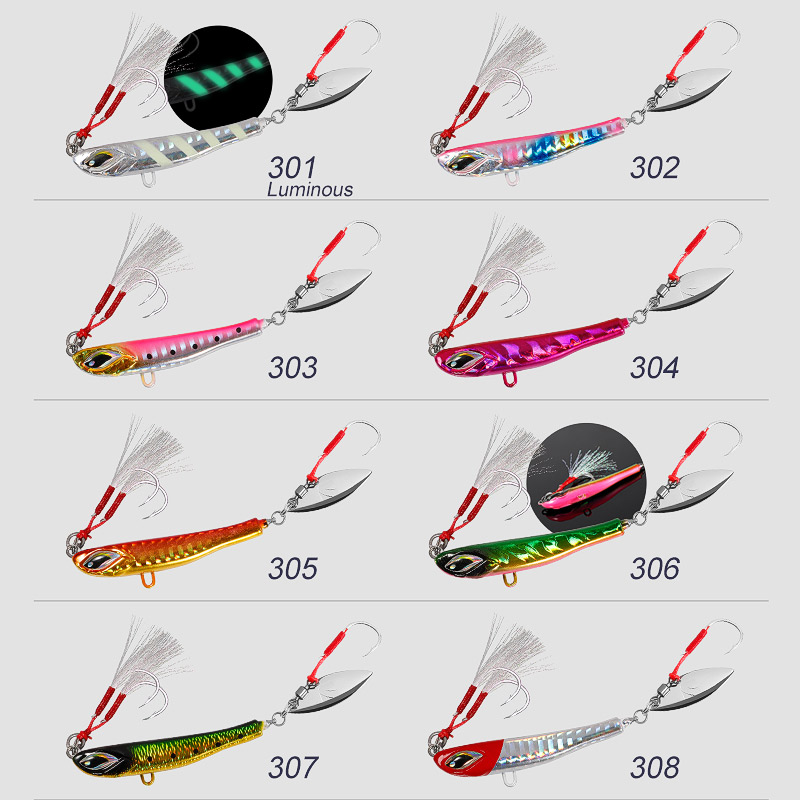 Nooby-ジギングテールスピナー付きメタルジグのルアー,人 - Fishing Lure Blade Bait のレビューと価格