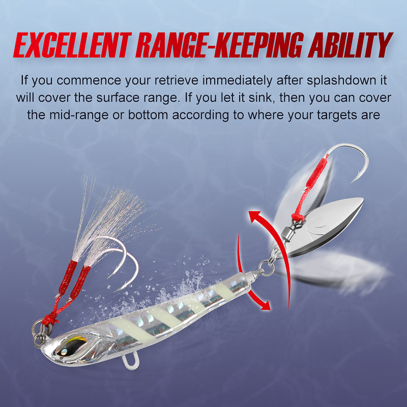 Nooby-ジギングテールスピナー付きメタルジグのルアー,人 - Fishing Lure Blade Bait のレビューと価格