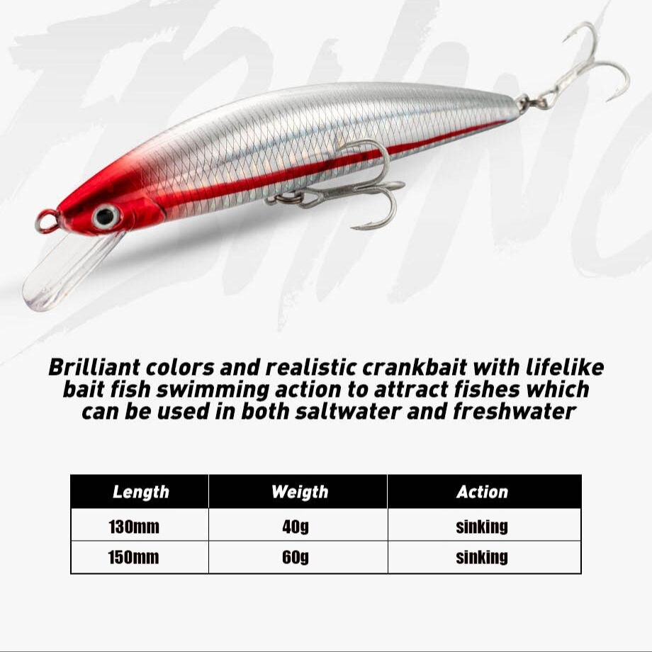 釣りルアー沈下ミノー13cm 15cm 40g 60g重量シ - Fishing Lure Jerkbait のレビューと価格