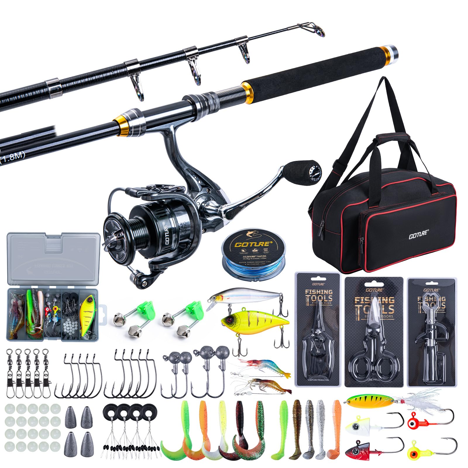 ゴチュール釣り竿とリールコンボ 1.8M-2.7M 伸縮式釣 - Fishing Lure Spinner のレビューと価格